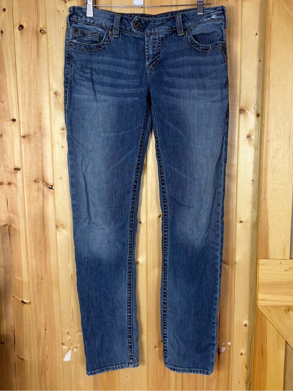 Silver Jeans Tuesday Slim 31x33 Low Rise Embroidered Distressed Western Country
